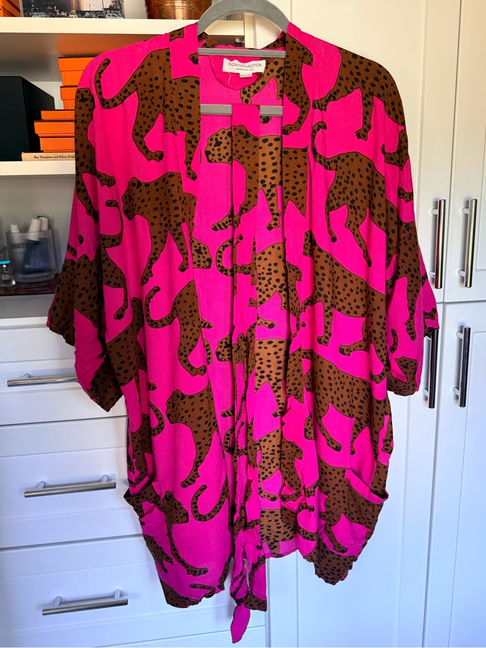 Emerson Fry India Collection Leopard Kimono Cover Up Pink Brown